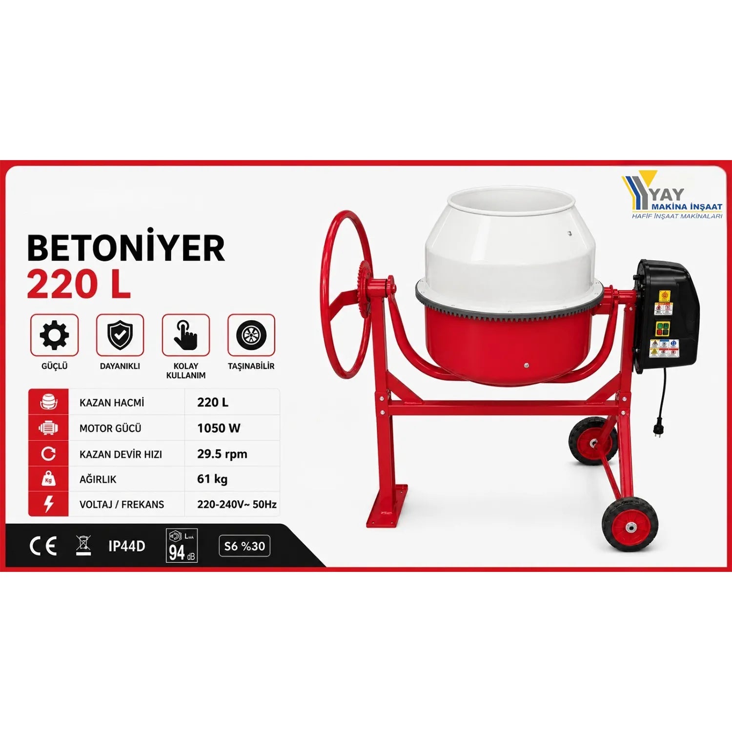 Betoniyer 220 L